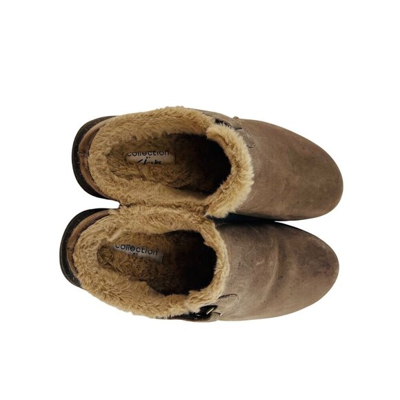 Clarks Collection Womens Brown Leather & Faux Fur Slip-On Clogs Slippers Size 6 - Picture 3 of 8